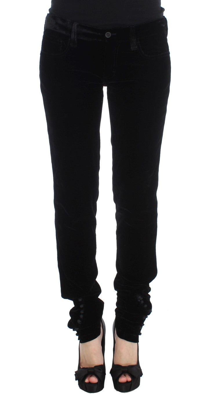 Ermanno Scervino Black Viscose Blend Velvet Slim Fit Pants $821.00 Ermanno Scervino Luzworld