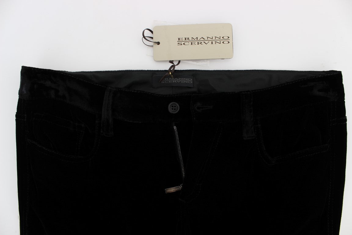 Ermanno Scervino Black Viscose Blend Velvet Slim Fit Pants $821.00 Ermanno Scervino Luzworld