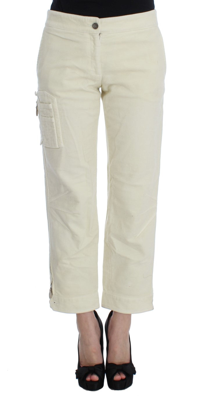 Ermanno Scervino Beige Cotton Capri Cropped Cargo Pants $800.00 Ermanno Scervino Luzworld