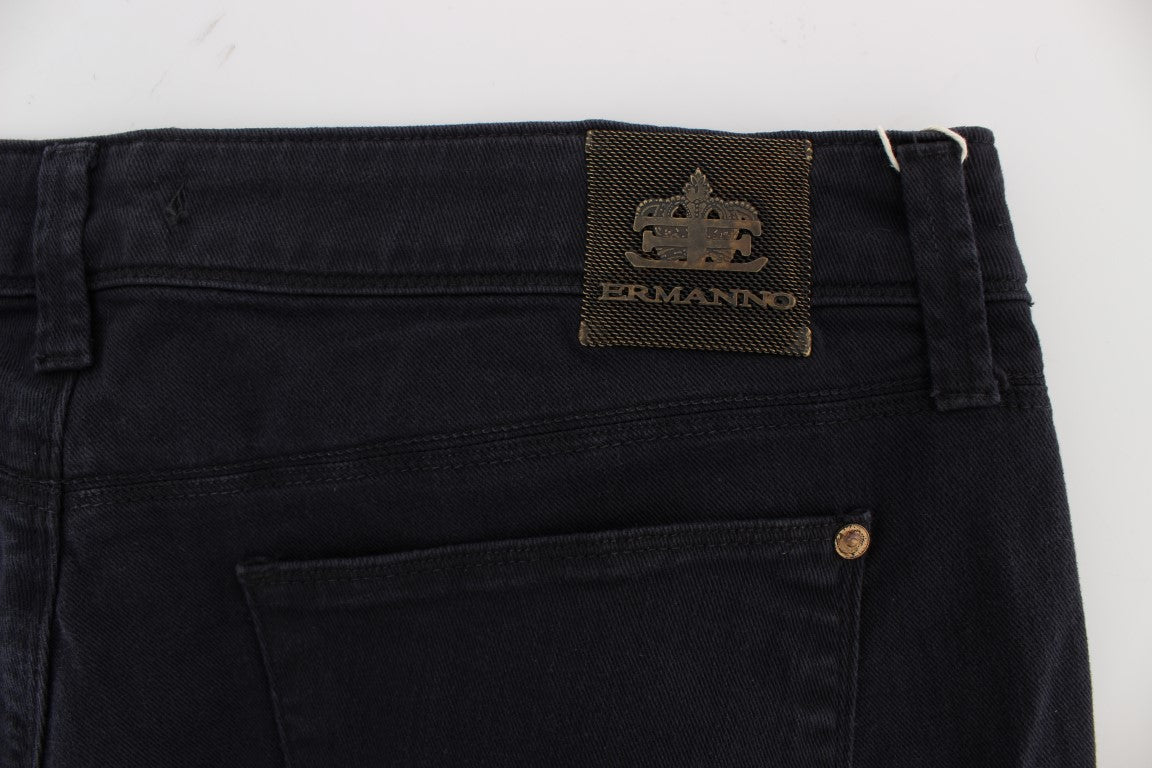 Ermanno Scervino Blue Cotton Blend Casual Fit Pants $800.00 Ermanno Scervino Luzworld