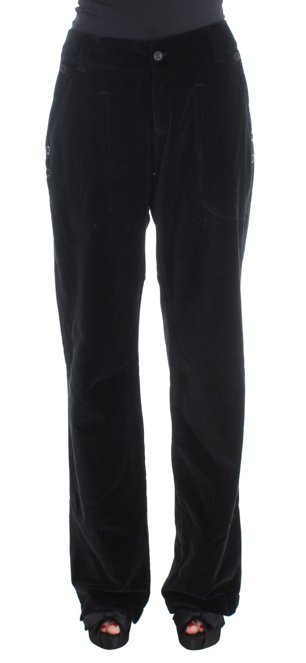 Ermanno Scervino Black Velvet Cotton Straight Legs Pants $811.00 Ermanno Scervino Luzworld