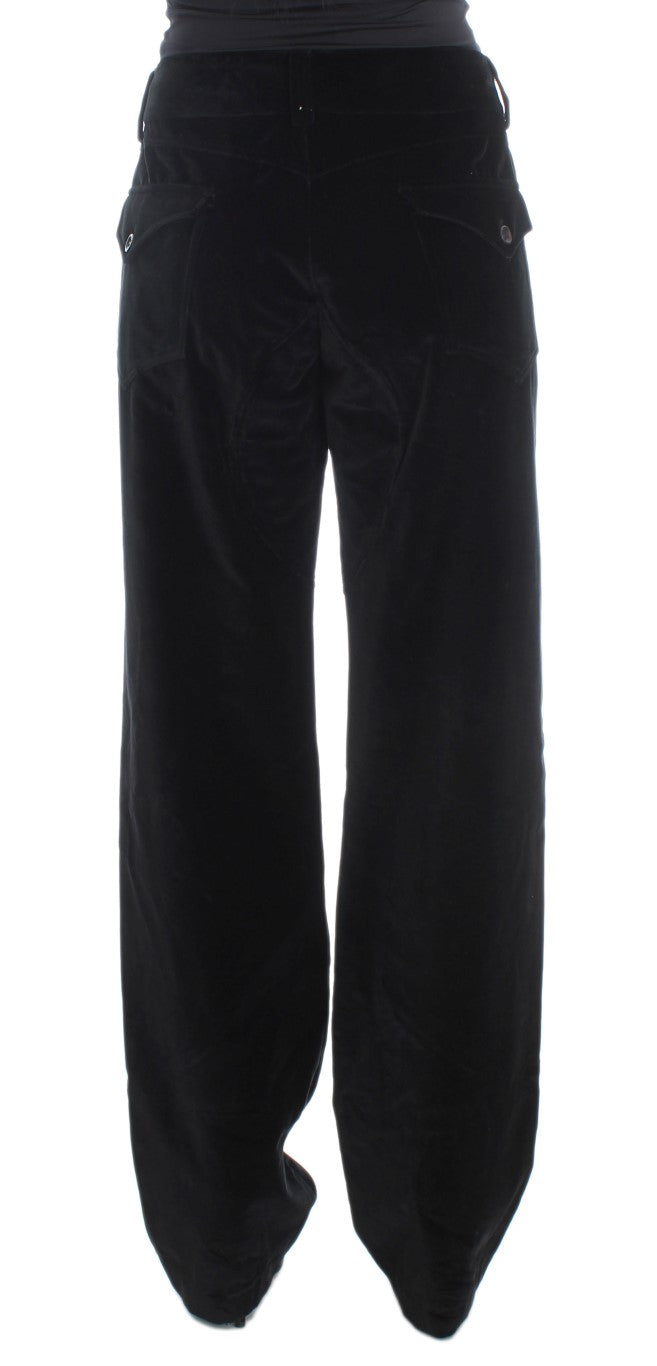Ermanno Scervino Black Velvet Cotton Straight Legs Pants $811.00 Ermanno Scervino Luzworld
