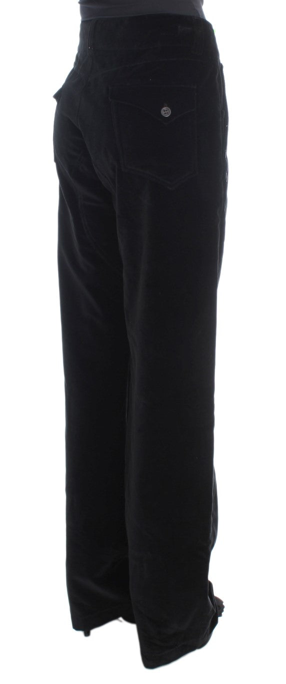 Ermanno Scervino Black Velvet Cotton Straight Legs Pants $811.00 Ermanno Scervino Luzworld