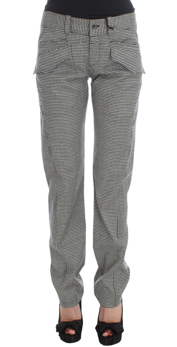 Ermanno Scervino Black White Checkered Cotton Casual Pants $800.00 Ermanno Scervino Luzworld