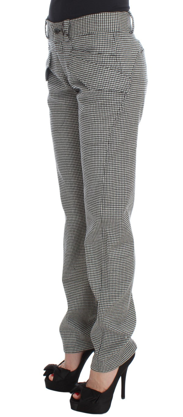 Ermanno Scervino Black White Checkered Cotton Casual Pants $800.00 Ermanno Scervino Luzworld