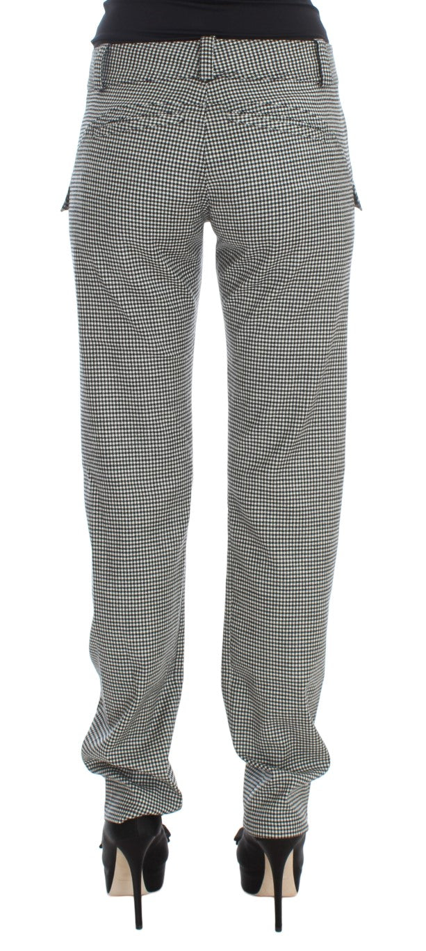 Ermanno Scervino Black White Checkered Cotton Casual Pants $800.00 Ermanno Scervino Luzworld