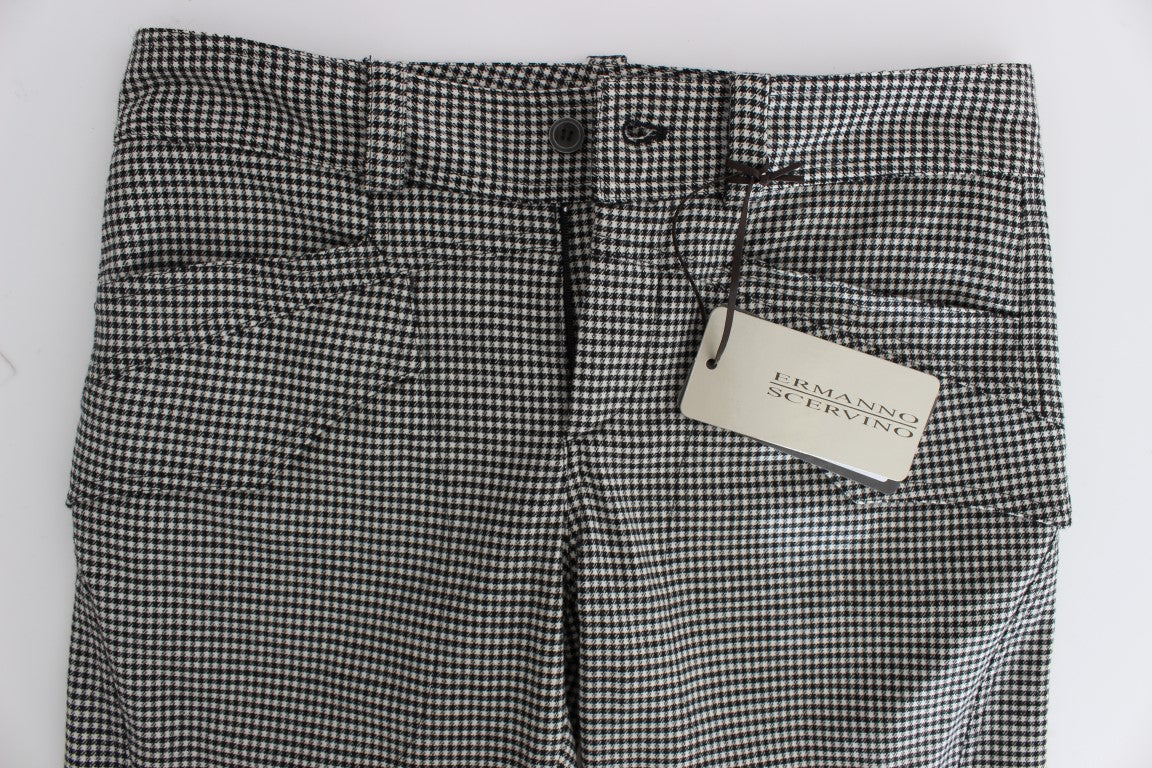 Ermanno Scervino Black White Checkered Cotton Casual Pants $800.00 Ermanno Scervino Luzworld