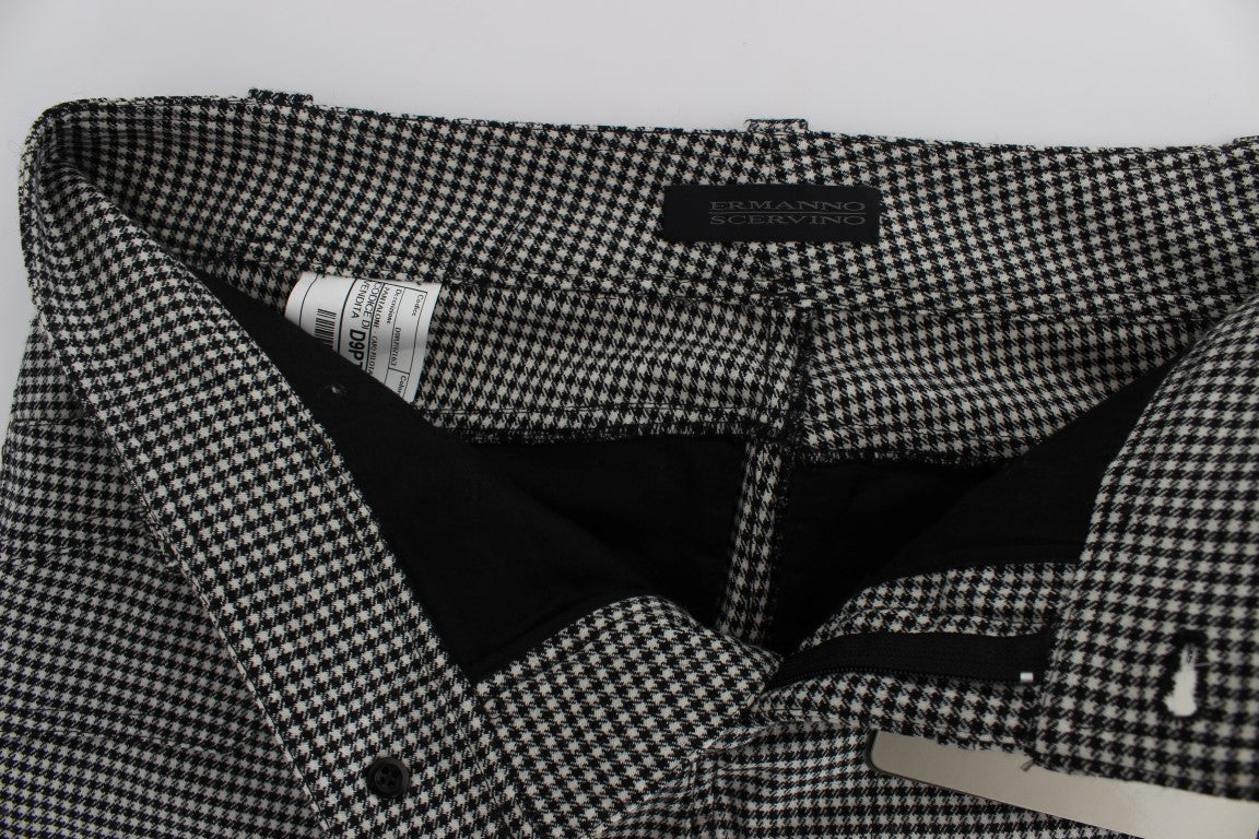 Ermanno Scervino Black White Checkered Cotton Casual Pants $800.00 Ermanno Scervino Luzworld