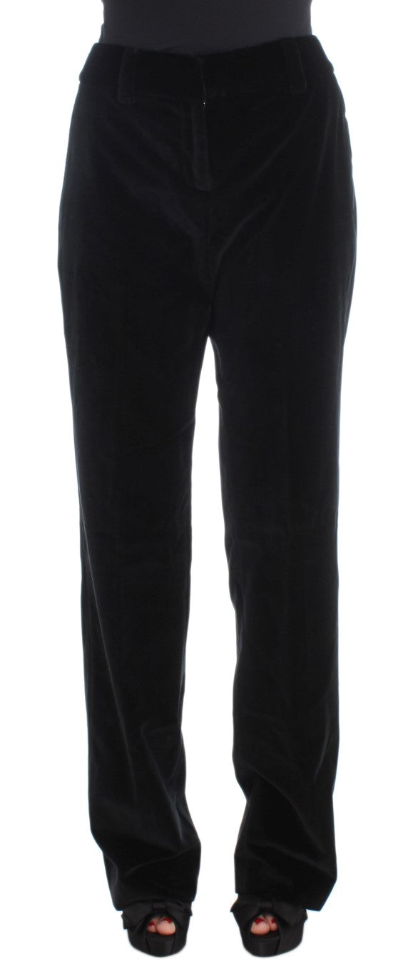 Ermanno Scervino Black Velvet Cotton Straight Legs Pants $811.00 Ermanno Scervino Luzworld
