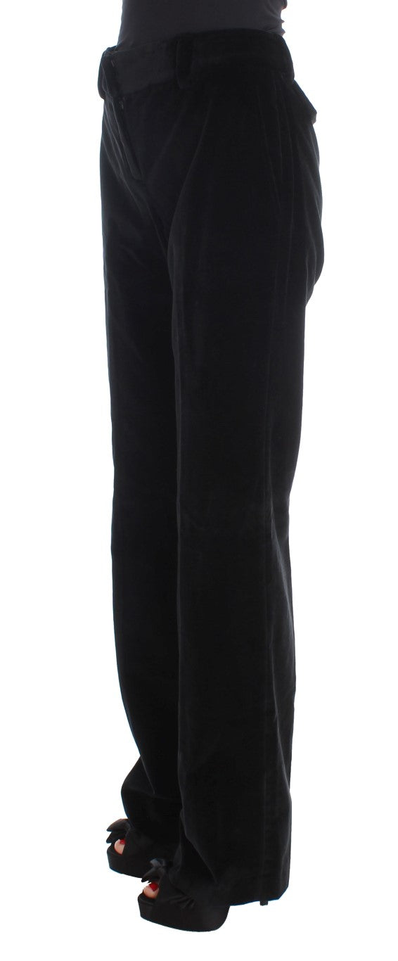 Ermanno Scervino Black Velvet Cotton Straight Legs Pants $811.00 Ermanno Scervino Luzworld