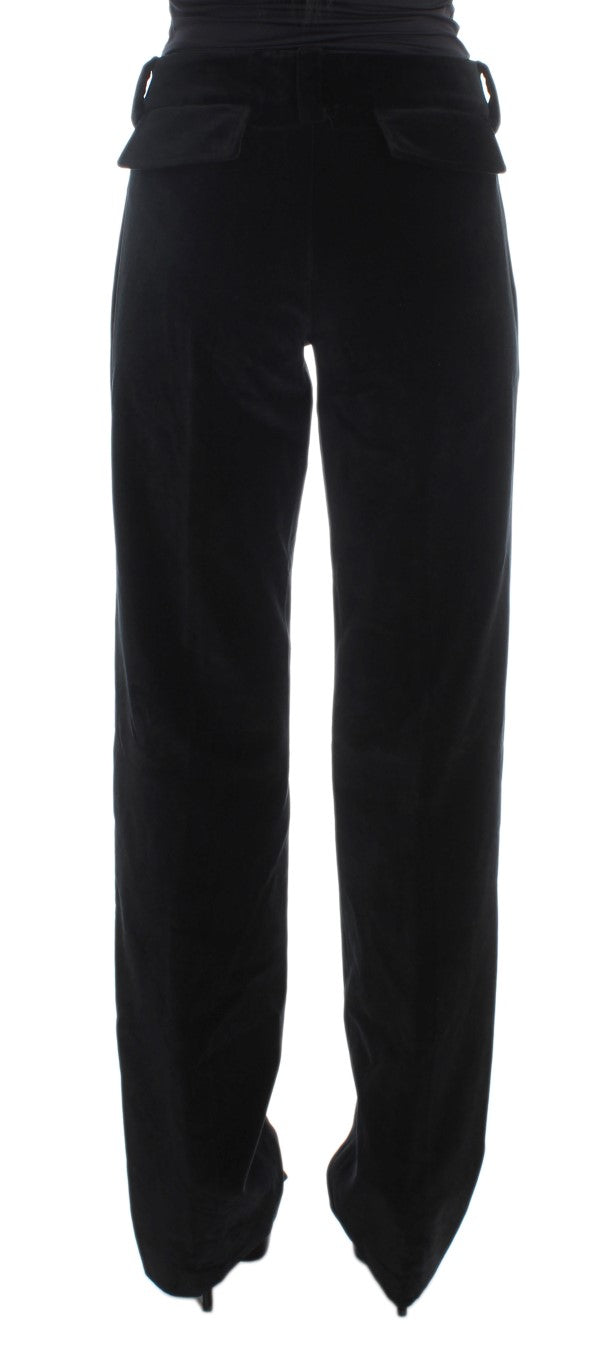 Ermanno Scervino Black Velvet Cotton Straight Legs Pants $811.00 Ermanno Scervino Luzworld