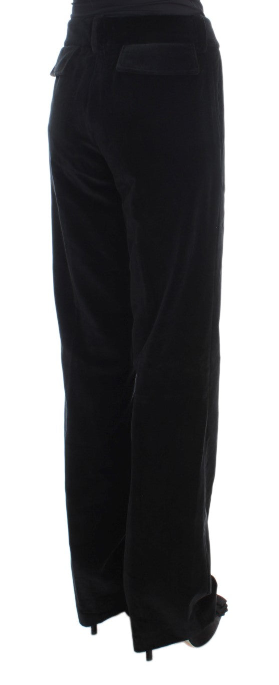 Ermanno Scervino Black Velvet Cotton Straight Legs Pants $811.00 Ermanno Scervino Luzworld