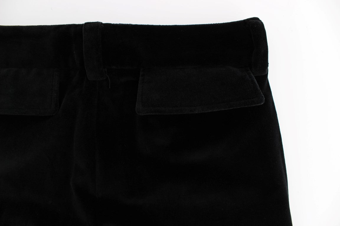 Ermanno Scervino Black Velvet Cotton Straight Legs Pants $811.00 Ermanno Scervino Luzworld