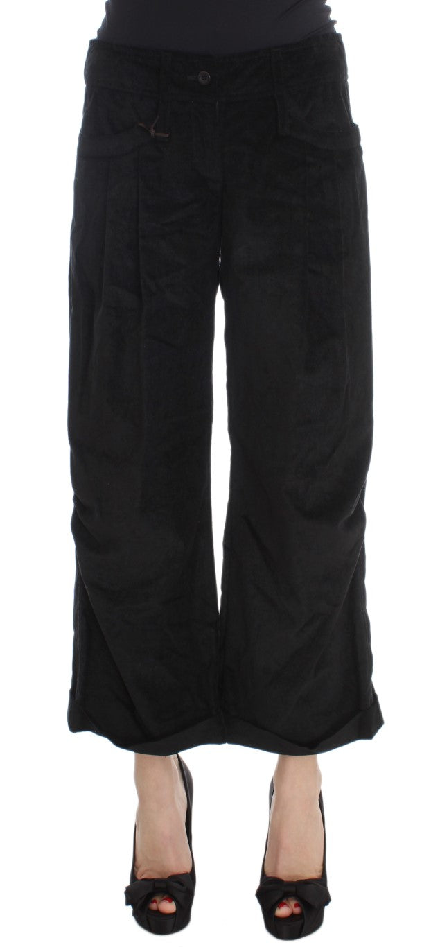 Ermanno Scervino Black Velvet Cotton Capri Bootcut Pants $811.00 Ermanno Scervino Luzworld