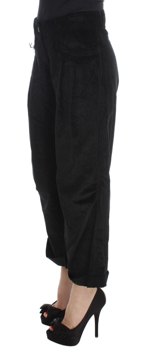 Ermanno Scervino Black Velvet Cotton Capri Bootcut Pants $811.00 Ermanno Scervino Luzworld