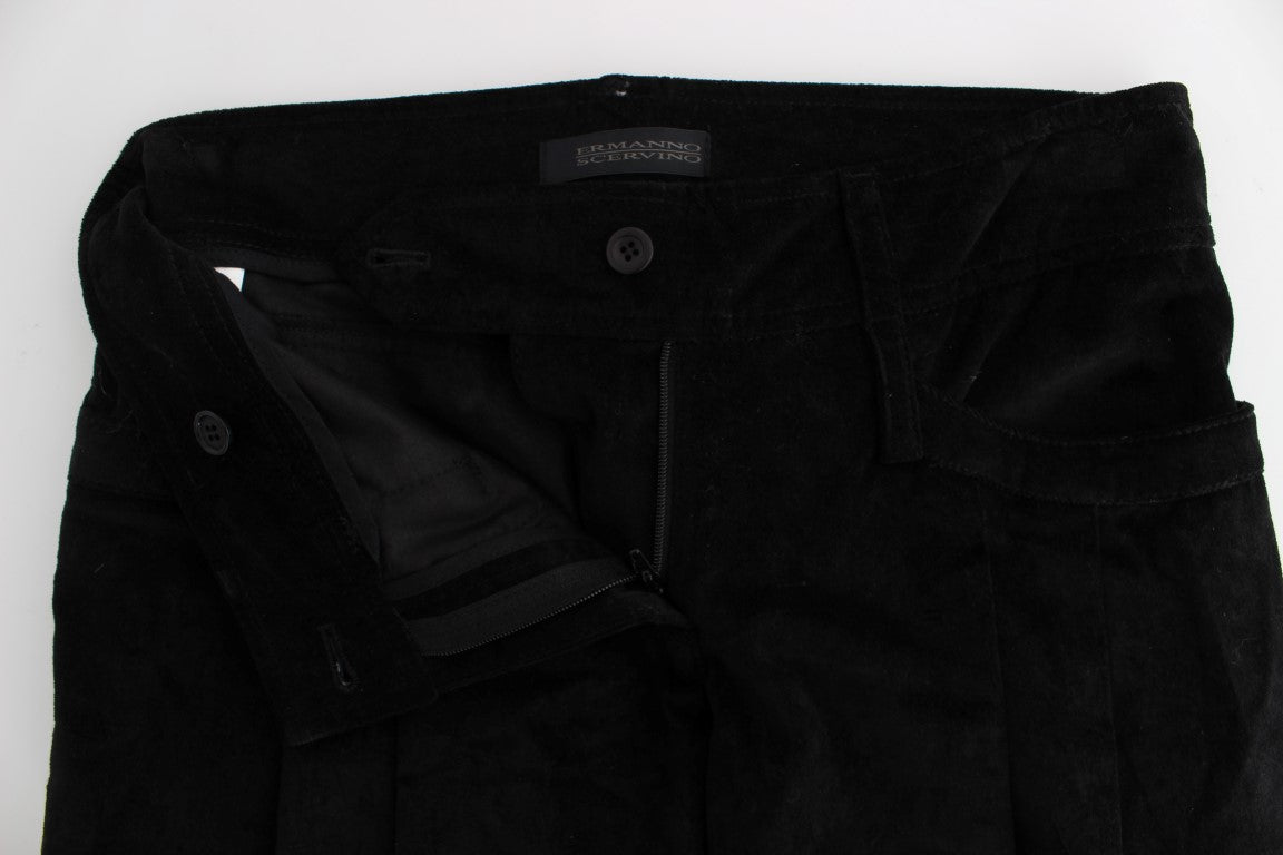 Ermanno Scervino Black Velvet Cotton Capri Bootcut Pants $811.00 Ermanno Scervino Luzworld