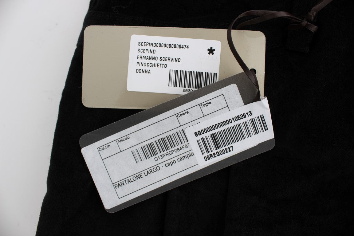 Ermanno Scervino Black Velvet Cotton Capri Bootcut Pants $811.00 Ermanno Scervino Luzworld