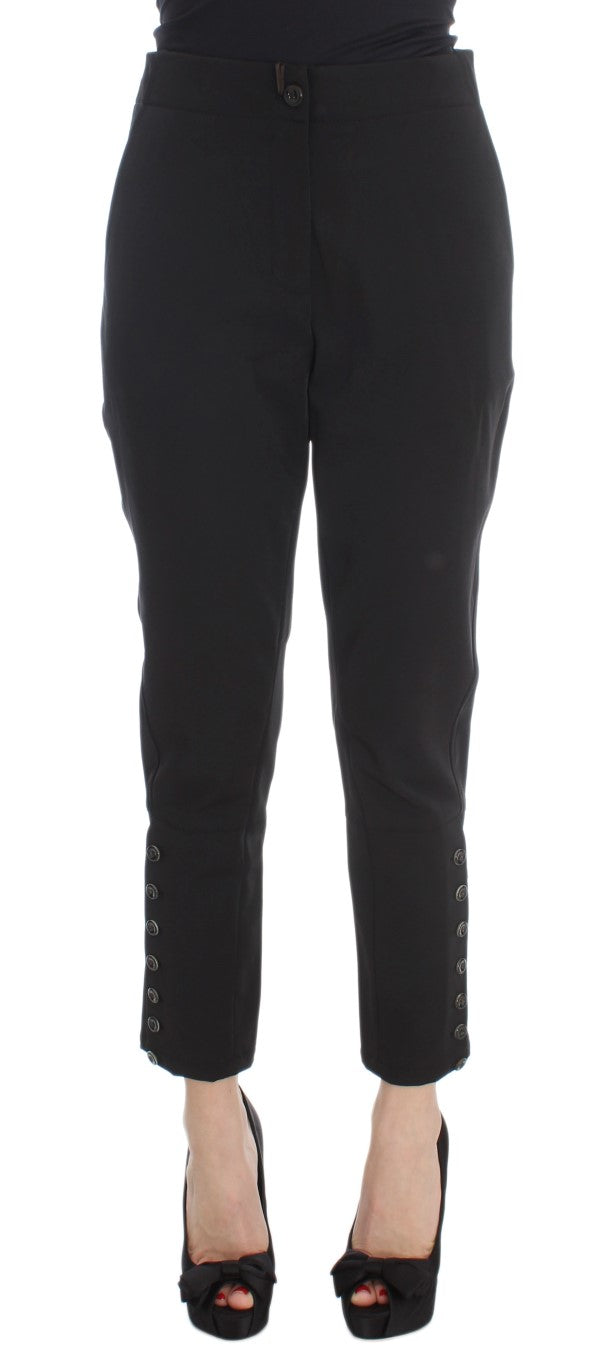 Ermanno Scervino Black Cotton Blend Capri Cropped Pants $811.00 Ermanno Scervino Luzworld