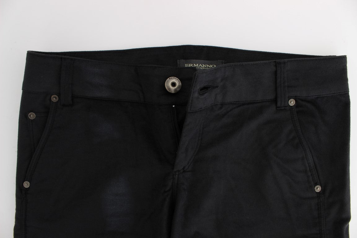 Ermanno Scervino Black Cotton Blend Regular Fit Pants $811.00 Ermanno Scervino Luzworld