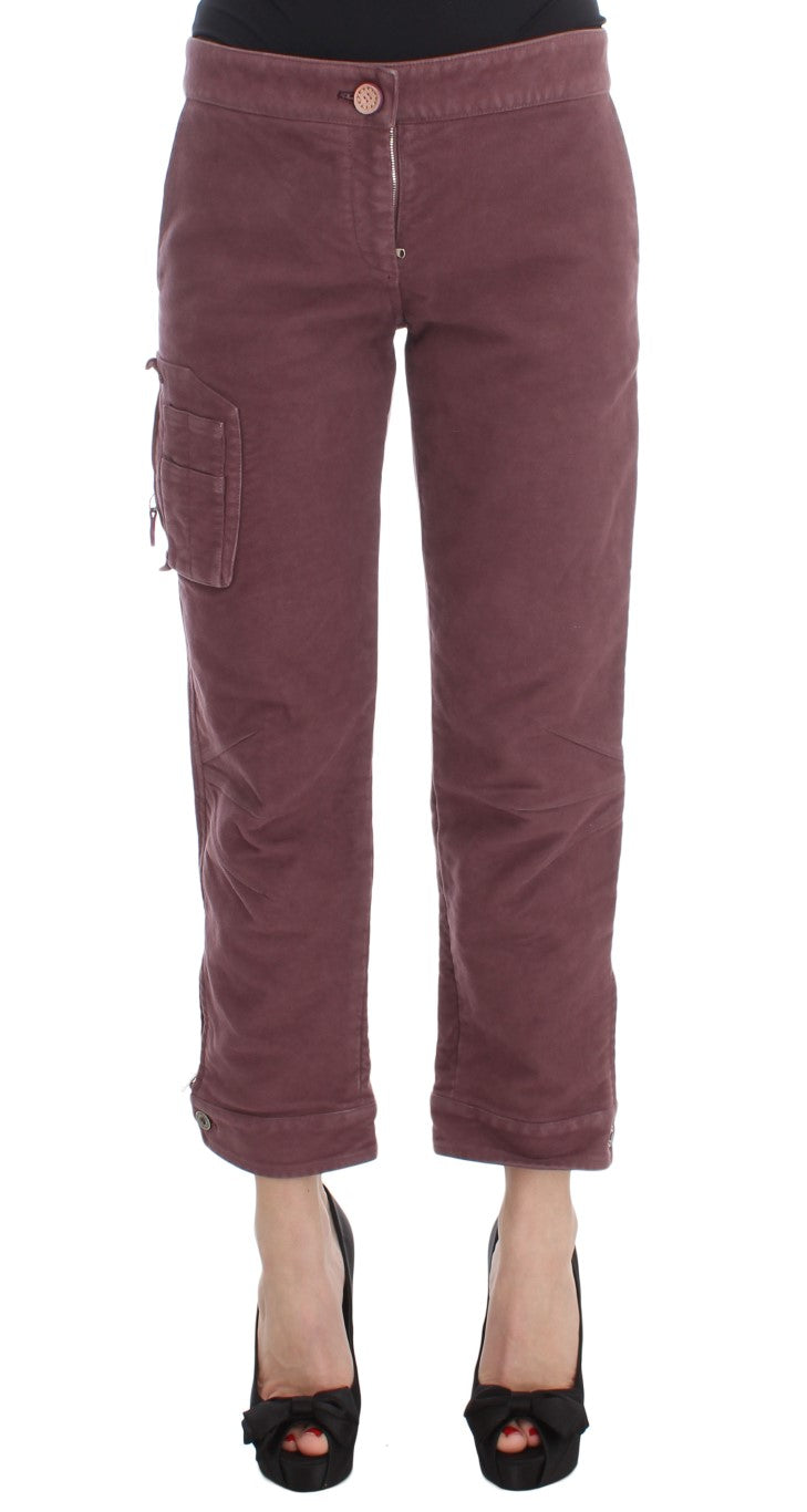 Ermanno Scervino Bordeaux Cotton Cropped Cargo Pants $811.00 Ermanno Scervino Luzworld