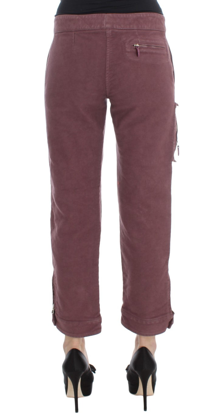 Ermanno Scervino Bordeaux Cotton Cropped Cargo Pants $811.00 Ermanno Scervino Luzworld