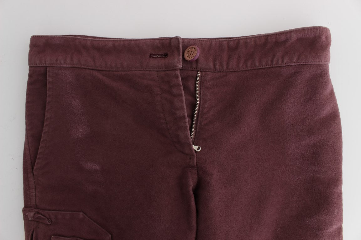Ermanno Scervino Bordeaux Cotton Cropped Cargo Pants $811.00 Ermanno Scervino Luzworld