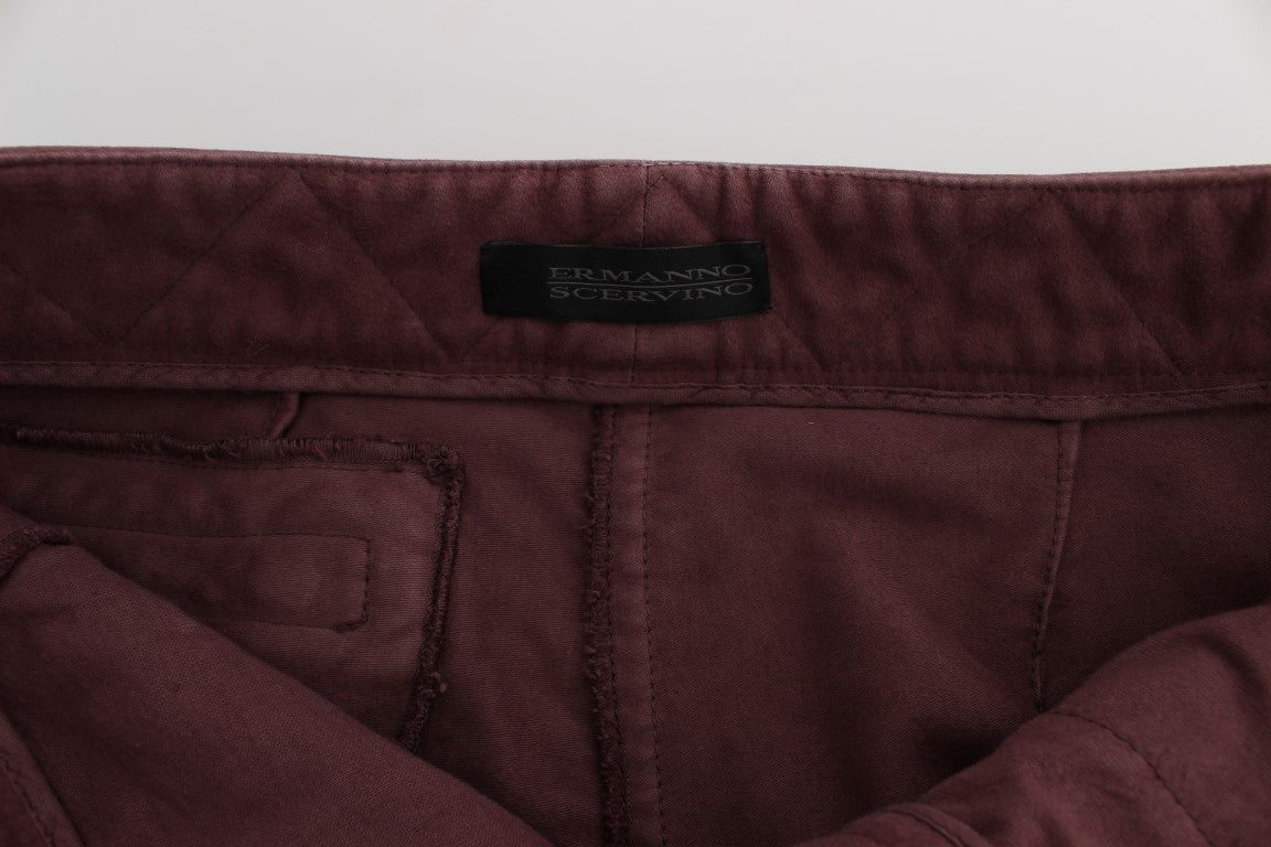 Ermanno Scervino Bordeaux Cotton Cropped Cargo Pants $811.00 Ermanno Scervino Luzworld