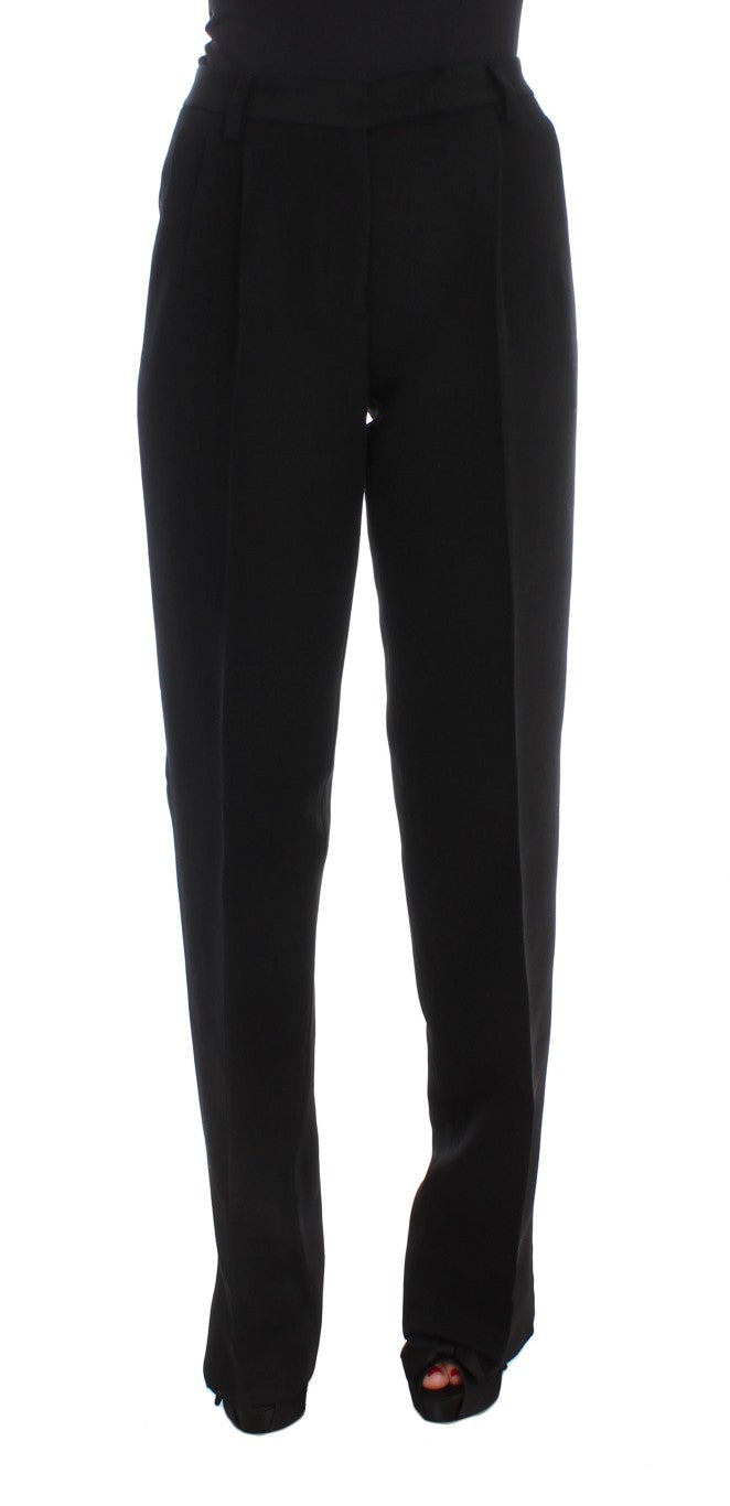 Ermanno Scervino Black Striped Cotton Blend Wide Legs Pants $863.00 Ermanno Scervino Luzworld