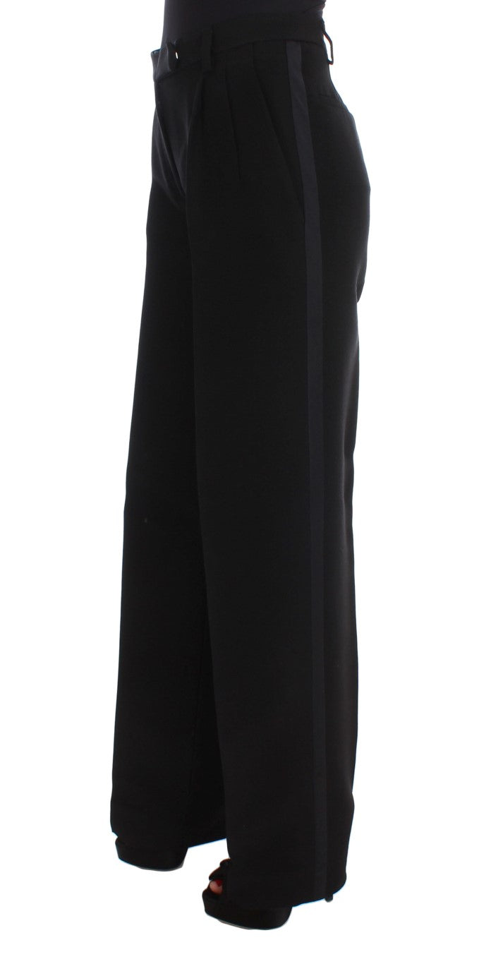 Ermanno Scervino Black Striped Cotton Blend Wide Legs Pants $863.00 Ermanno Scervino Luzworld