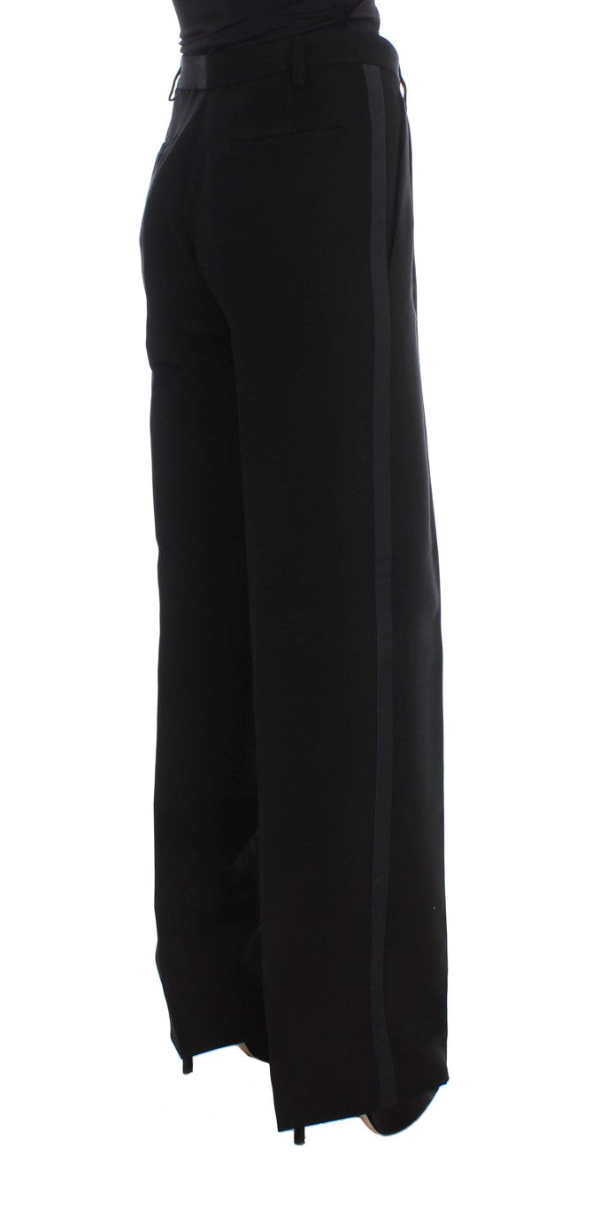 Ermanno Scervino Black Striped Cotton Blend Wide Legs Pants $863.00 Ermanno Scervino Luzworld