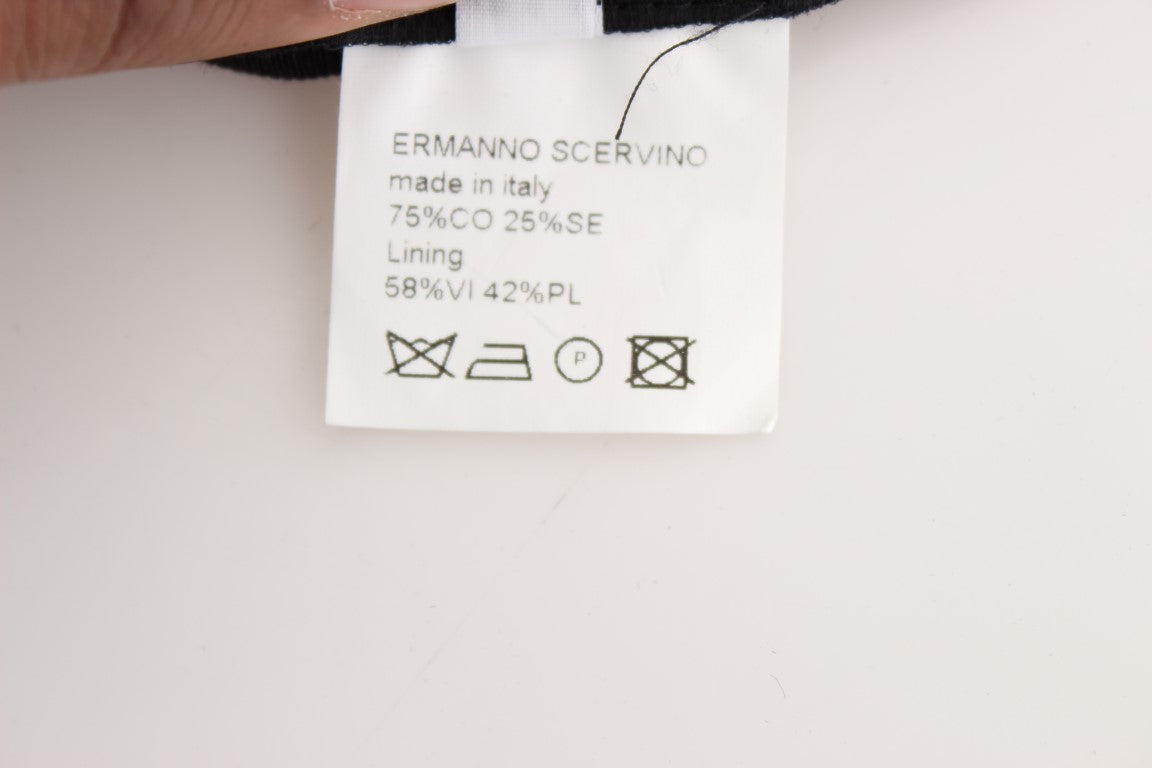 Ermanno Scervino Black Striped Cotton Blend Wide Legs Pants $863.00 Ermanno Scervino Luzworld