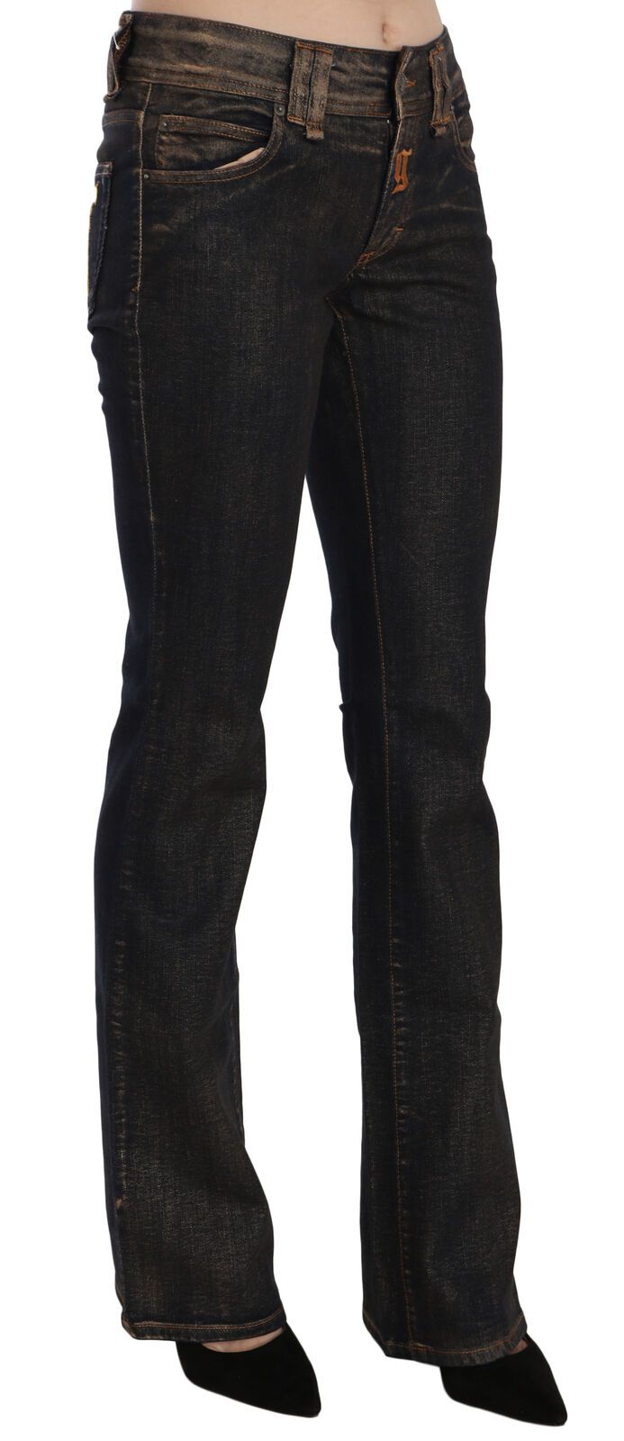 John Galliano Black Washed Mid Waist Flared Denim Pants Cotton $774.00 John Galliano Luzworld