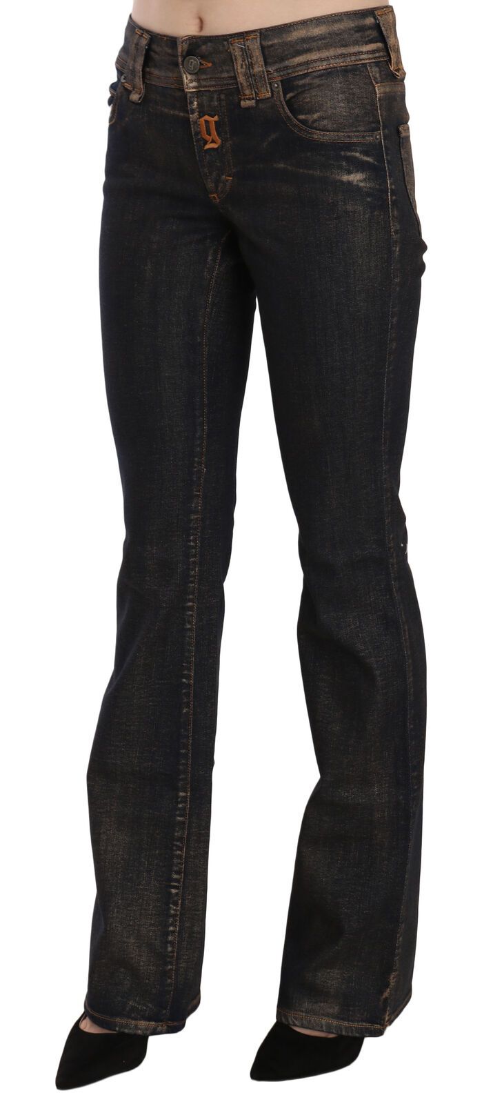 John Galliano Black Washed Mid Waist Flared Denim Pants Cotton $774.00 John Galliano Luzworld