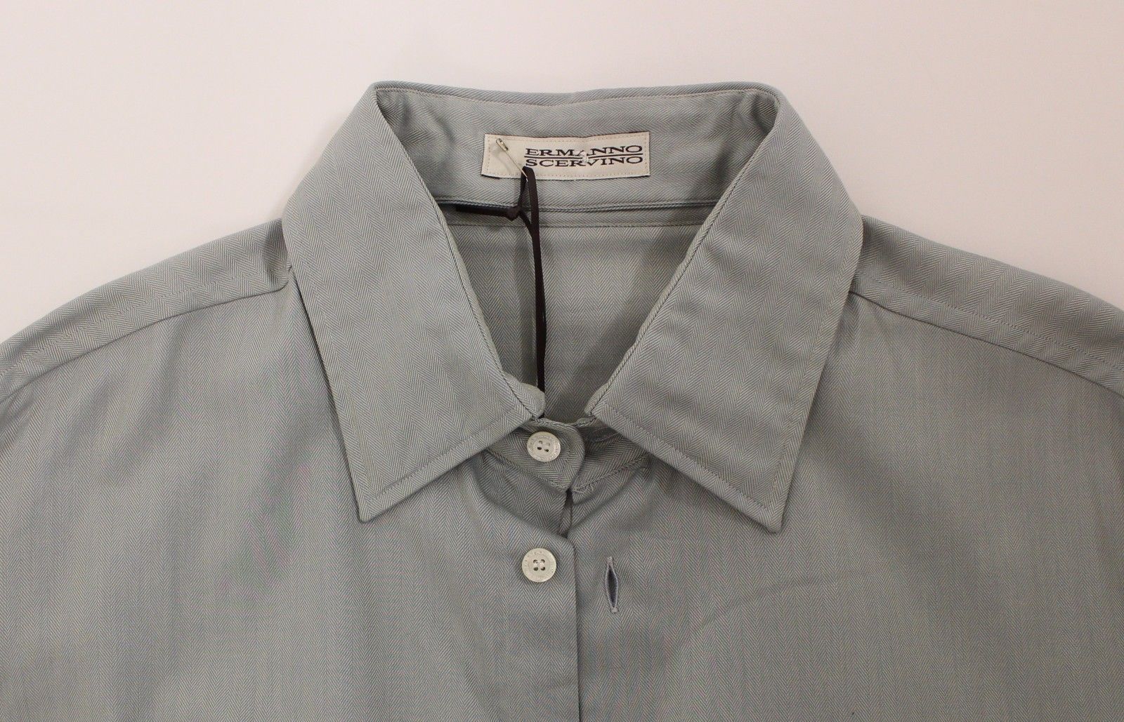 Ermanno Scervino Gray Cotton Long Sleeve Casual Shirt Top $724.00 Ermanno Scervino Luzworld