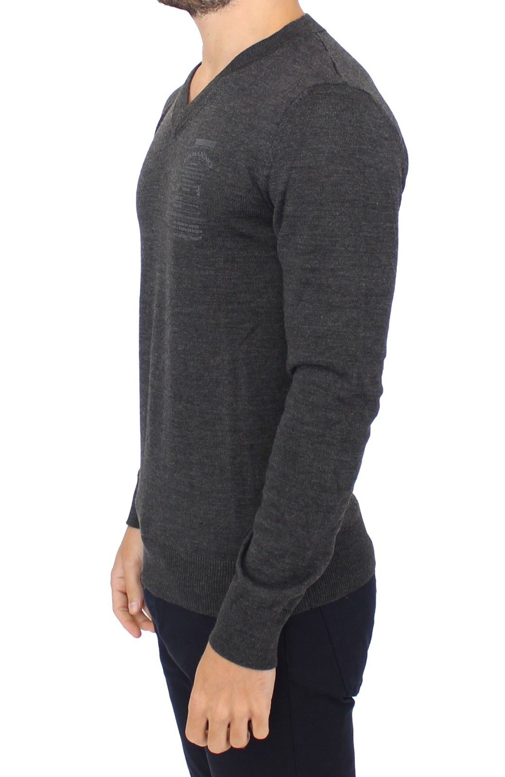 Ermanno Scervino Gray Wool Blend V-neck Pullover Sweater $765.00 Ermanno Scervino Luzworld