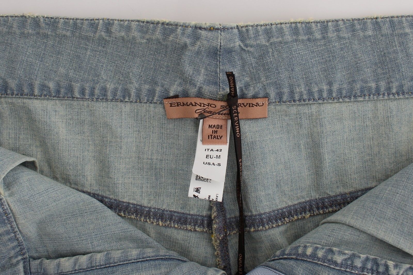 Ermanno Scervino Beachwear Blue Denim City Casual Dress Shorts $480.00 Ermanno Scervino Luzworld
