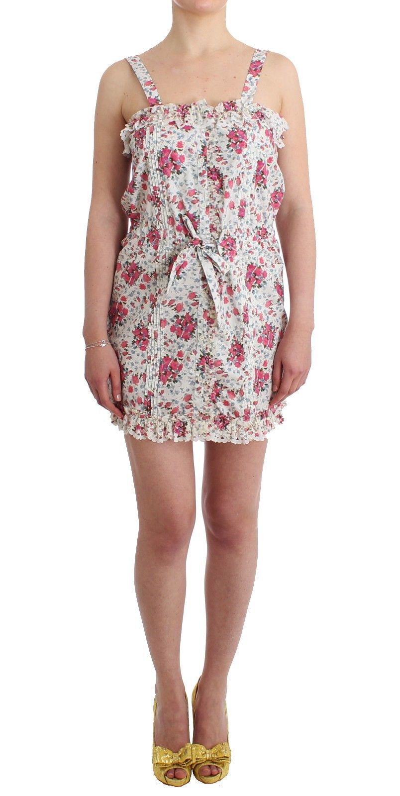 Ermanno Scervino Beachwear Pink Floral Beach Mini Dress Short $635.00 Ermanno Scervino Luzworld