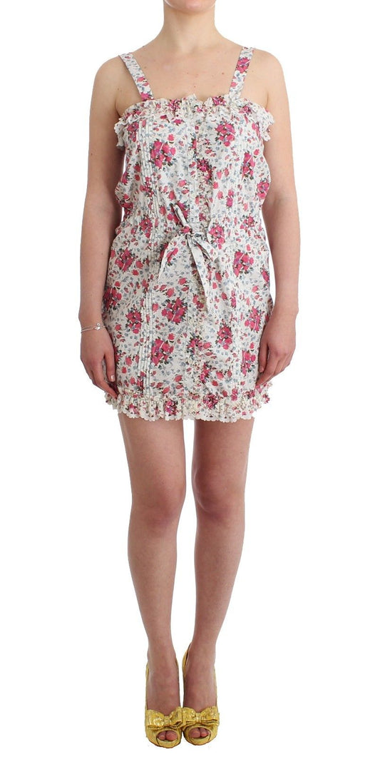 Ermanno Scervino Beachwear Pink Floral Beach Mini Dress Short $635.00 Ermanno Scervino Luzworld