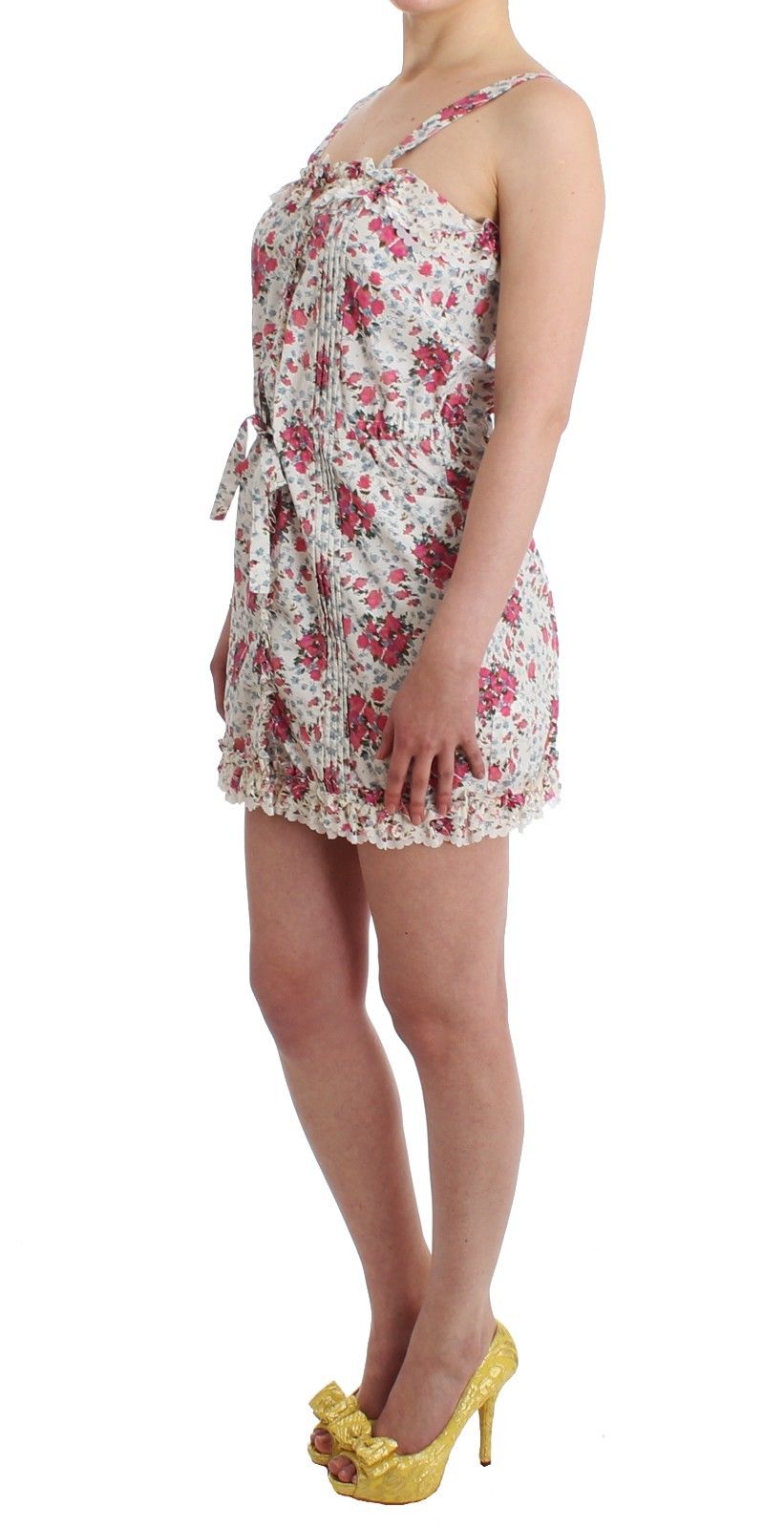 Ermanno Scervino Beachwear Pink Floral Beach Mini Dress Short $635.00 Ermanno Scervino Luzworld