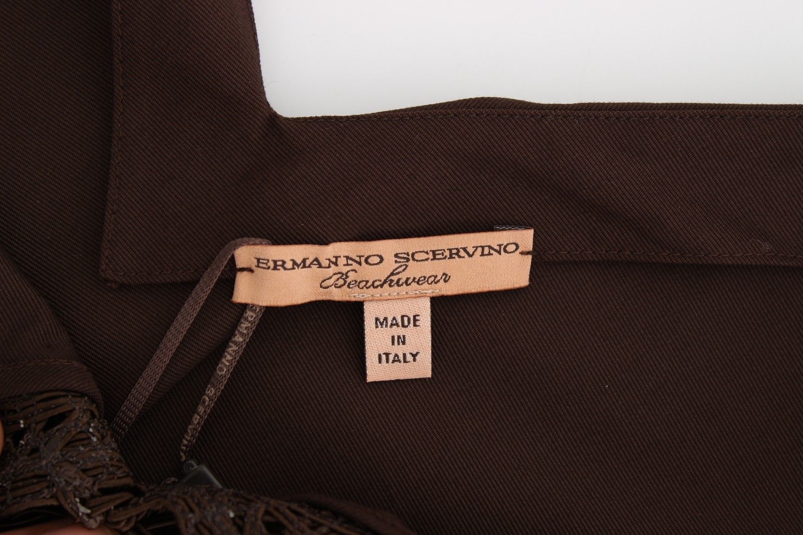 Ermanno Scervino Beachwear Brown Cotton Stretch Tunic Dress $784.00 Ermanno Scervino Luzworld