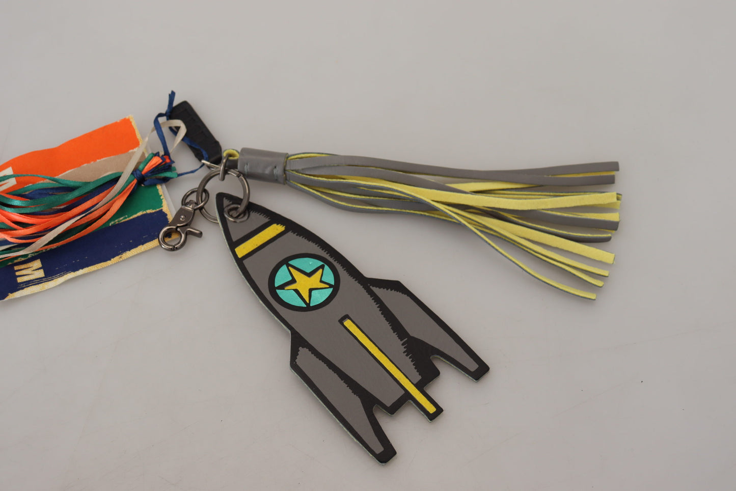 MSGM Multicolor Rocket Ship Silver Tone Metal Keychain