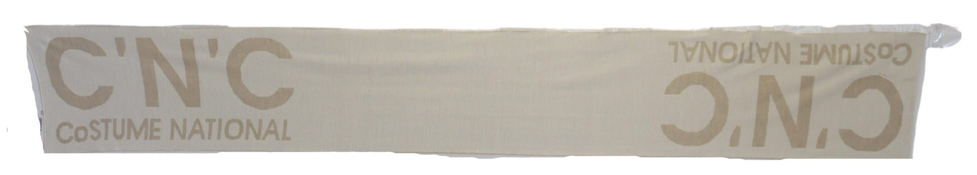 Costume National Beige White Logo Wrap Warmer Shawl Scarf $816.00 Costume National Luzworld