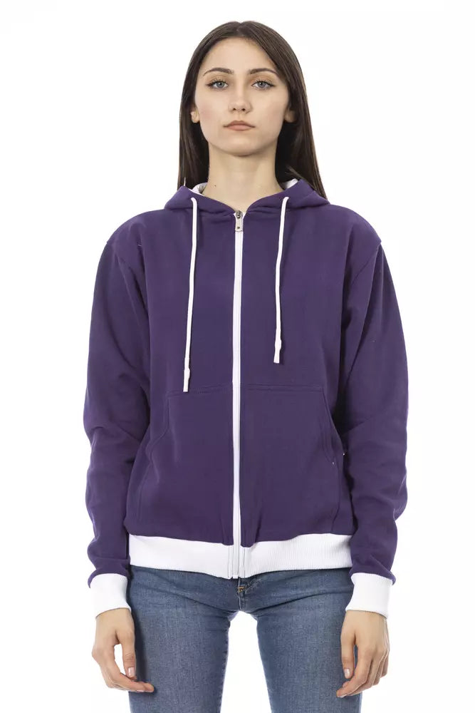 Baldinini Trend Purple Cotton Women Sweater with Adjustable Hood $504.00 Baldinini Trend Luzworld