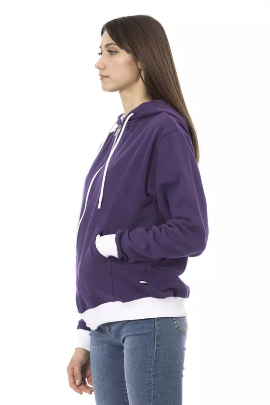 Baldinini Trend Purple Cotton Women Sweater with Adjustable Hood $504.00 Baldinini Trend Luzworld