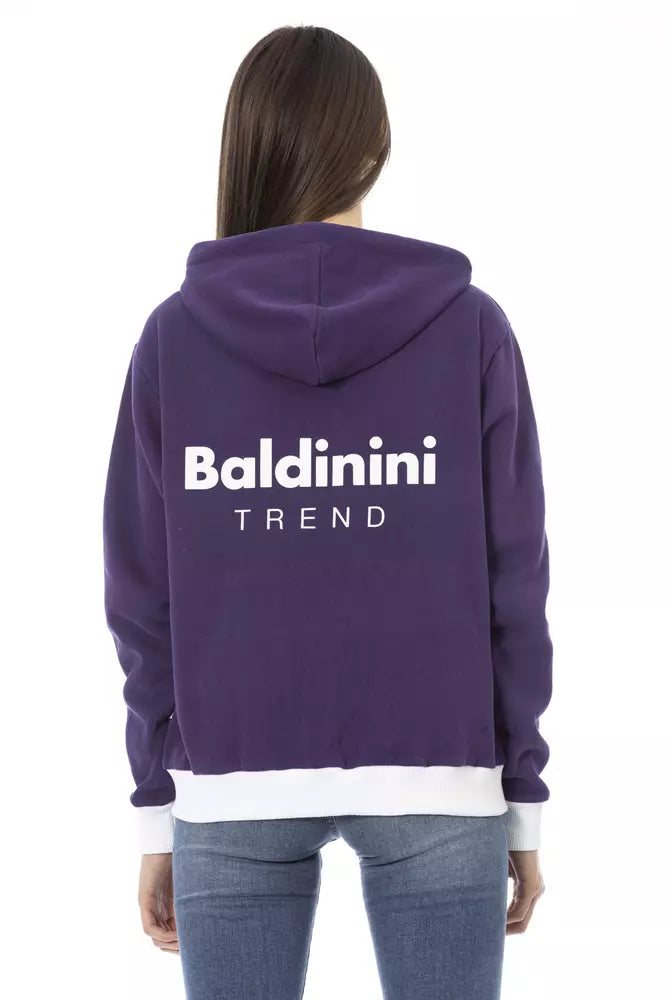 Baldinini Trend Purple Cotton Women Sweater with Adjustable Hood $504.00 Baldinini Trend Luzworld