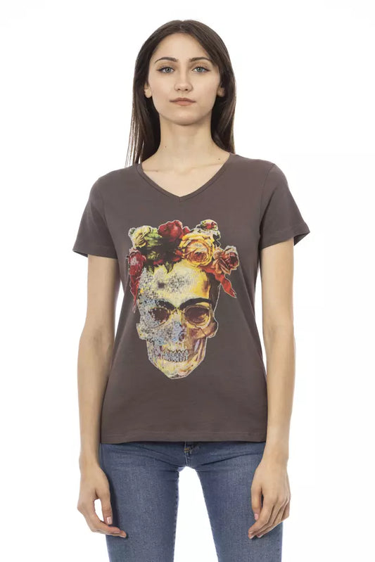 Trussardi Action Brown Cotton Women Top $131.00 Trussardi Action Luzworld