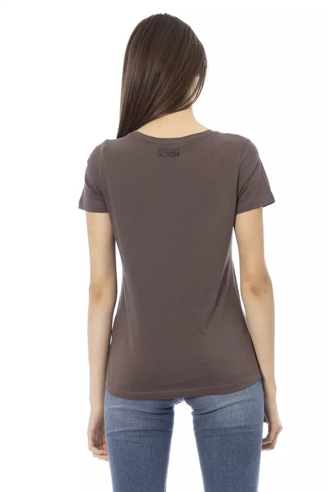 Trussardi Action Brown Cotton Women Top $131.00 Trussardi Action Luzworld