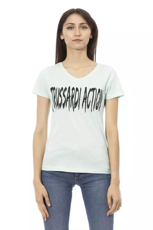 Trussardi Action Light Blue Cotton Women Top $131.00 Trussardi Action Luzworld