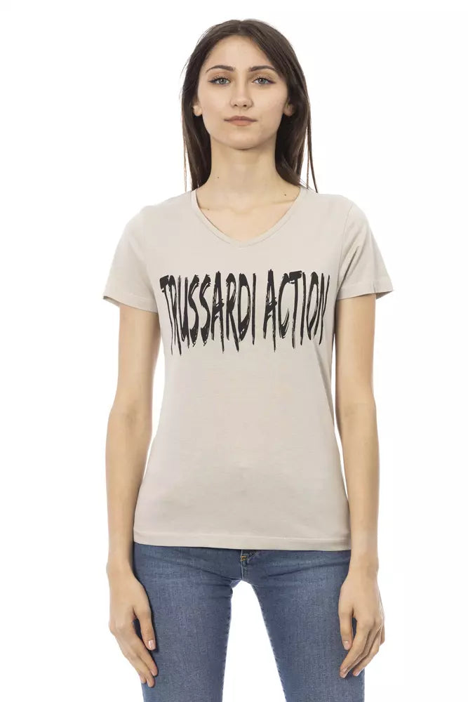 Trussardi Action Beige Cotton Women T-Shirt $131.00 Trussardi Action Luzworld
