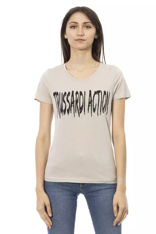Trussardi Action Beige Cotton Women T-Shirt $131.00 Trussardi Action Luzworld